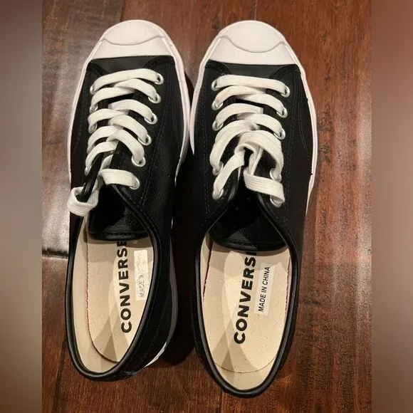 Converse Women’s Men’s Unisex Jack Purcell Classic Leather Black White Shoes