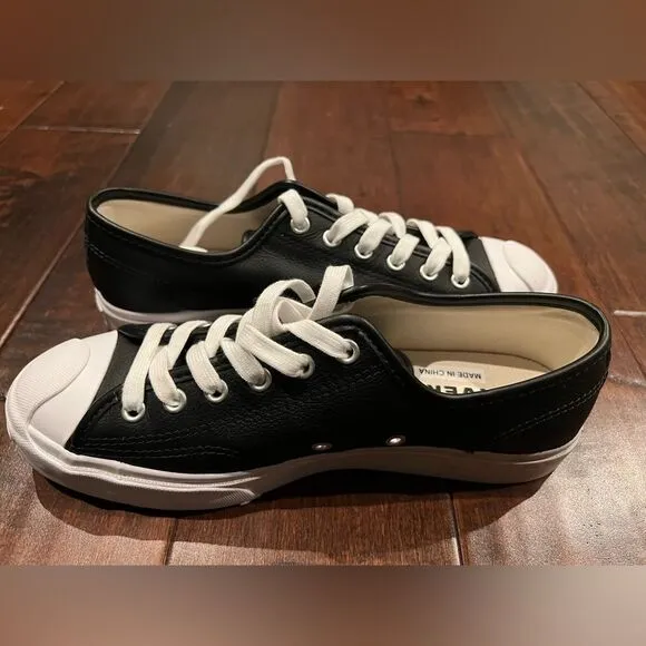 Converse Women’s Men’s Unisex Jack Purcell Classic Leather Black White Shoes