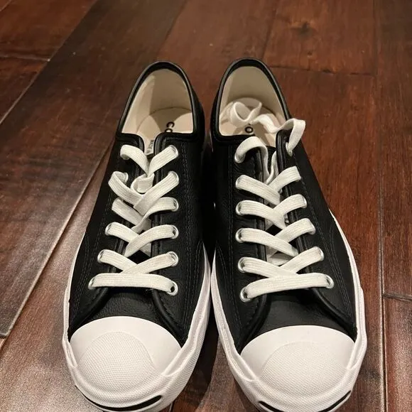Converse Women’s Men’s Unisex Jack Purcell Classic Leather Black White Shoes