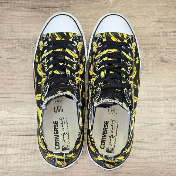 Converse X Andy Warhol Banana Bananas Men's Size 12 Black Leather Sneakers Shoes