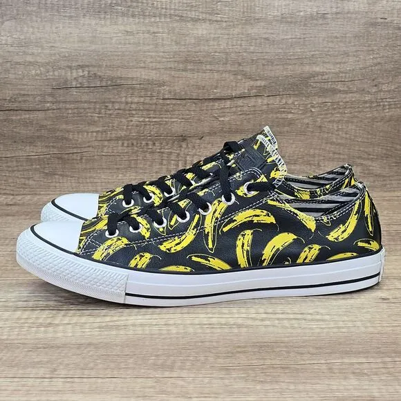 Converse X Andy Warhol Banana Bananas Men's Size 12 Black Leather Sneakers Shoes