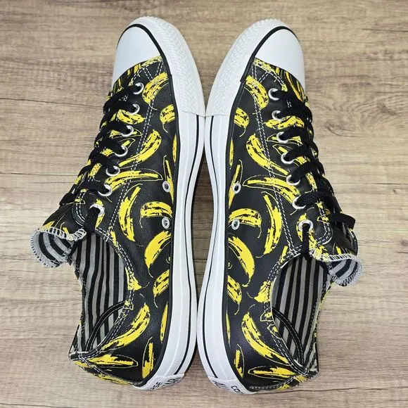 Converse X Andy Warhol Banana Bananas Men's Size 12 Black Leather Sneakers Shoes