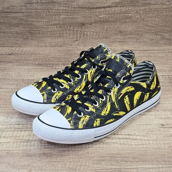 Converse X Andy Warhol Banana Bananas Men's Size 12 Black Leather Sneakers Shoes