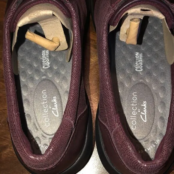 COPY - Clarks Collection Kayleigh Sail Leather Slip-On Shoes 9.5 Burgundy Suede