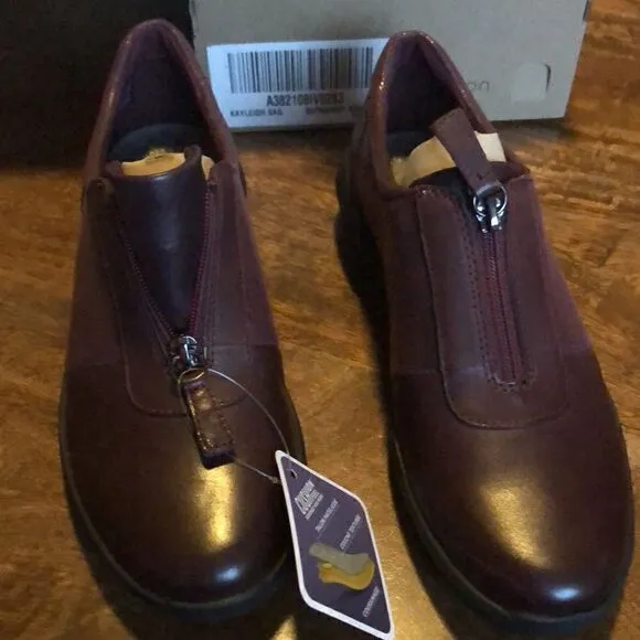 COPY - Clarks Collection Kayleigh Sail Leather Slip-On Shoes 9.5 Burgundy Suede