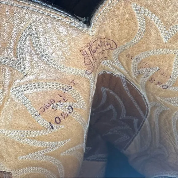 COPY - Justin  Tan Leather Western Boots Mens Size 10.5D Cowboy Style 1850.
