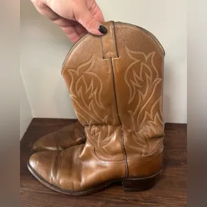 COPY - Justin  Tan Leather Western Boots Mens Size 10.5D Cowboy Style 1850.