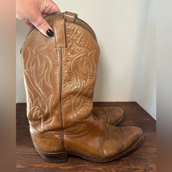 COPY - Justin  Tan Leather Western Boots Mens Size 10.5D Cowboy Style 1850.