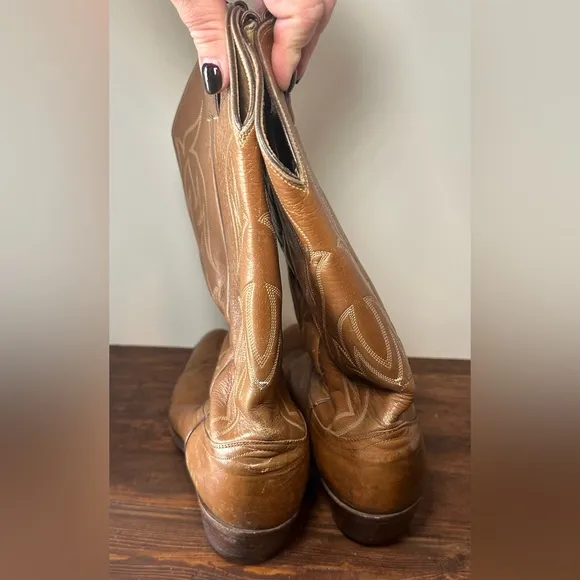 COPY - Justin  Tan Leather Western Boots Mens Size 10.5D Cowboy Style 1850.