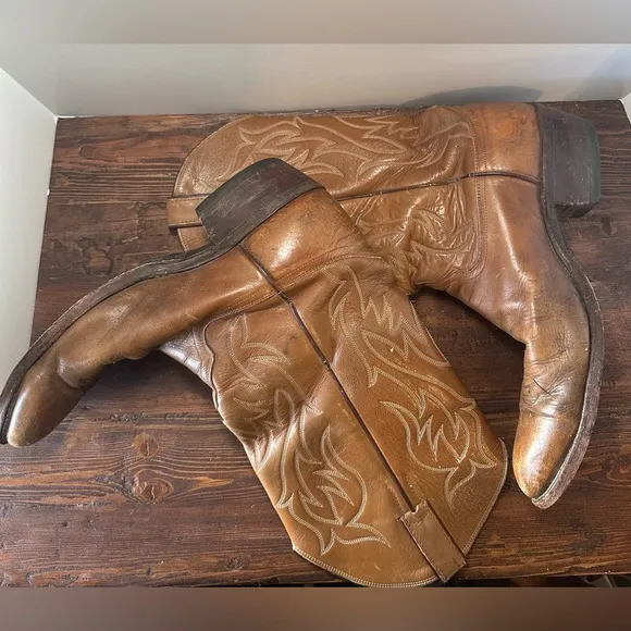 COPY - Justin  Tan Leather Western Boots Mens Size 10.5D Cowboy Style 1850.