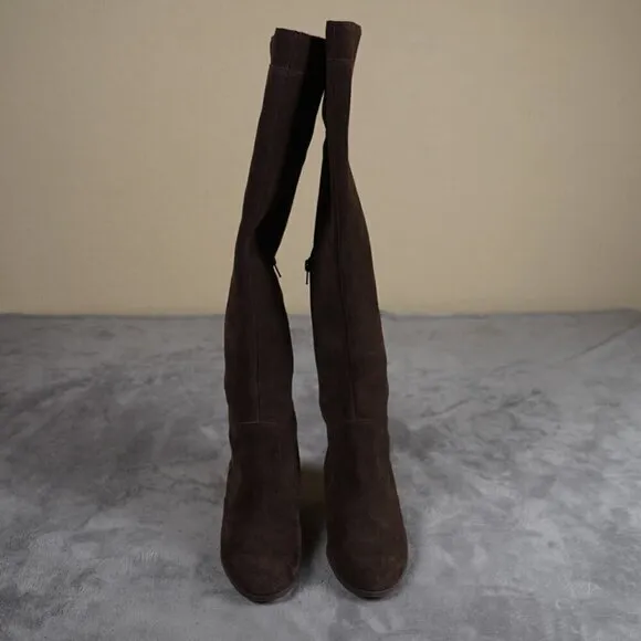 Corso Como Womens Loval Chocolate Brown Suede Over the Knee Boots 7M Western