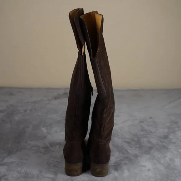 Corso Como Womens Loval Chocolate Brown Suede Over the Knee Boots 7M Western