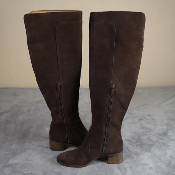 Corso Como Womens Loval Chocolate Brown Suede Over the Knee Boots 7M Western