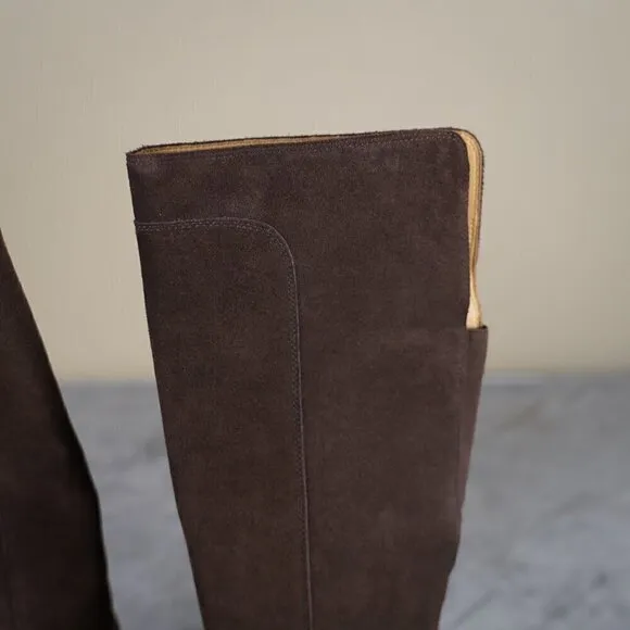 Corso Como Womens Loval Chocolate Brown Suede Over the Knee Boots 7M Western