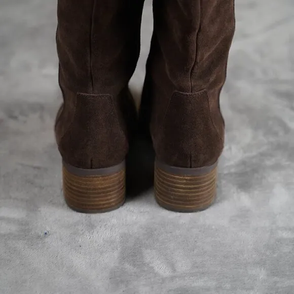 Corso Como Womens Loval Chocolate Brown Suede Over the Knee Boots 7M Western