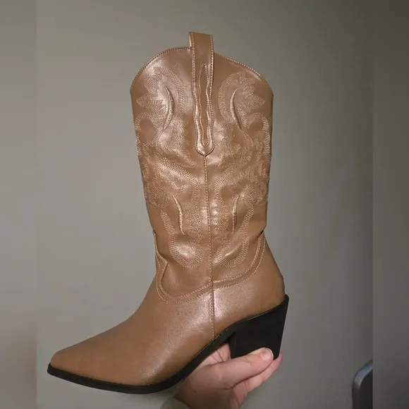 Cowboy Boots 9 Brown Western Fashion Nashville Leather Shoes Country Concert