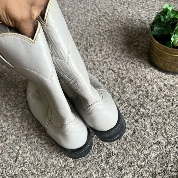 COWTOWN Boots Mens Size 8.5 N Light Gray Leather Roper Cowboy Western