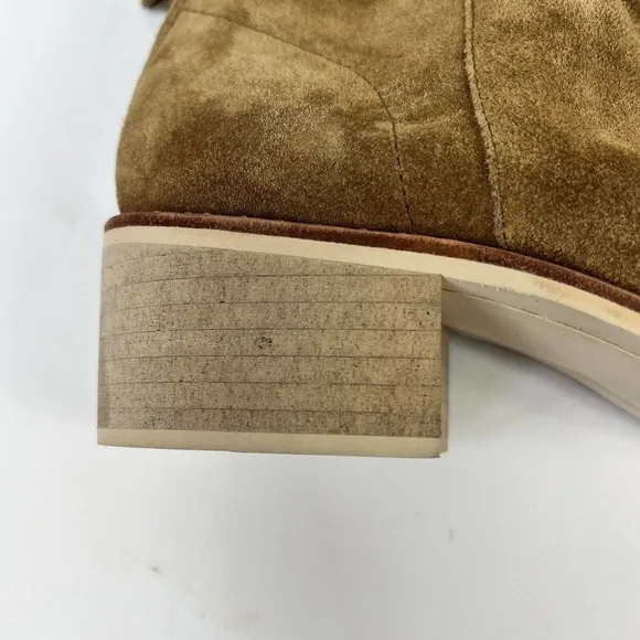 Crevo Tan Brown Clara Ankle Suede Leather Ankle Boots Size 10 Booties
