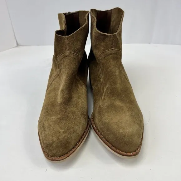 Crevo Tan Brown Clara Ankle Suede Leather Ankle Boots Size 10 Booties