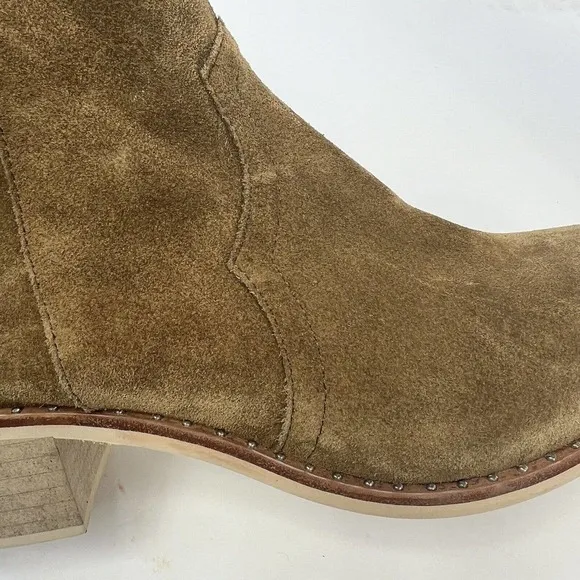 Crevo Tan Brown Clara Ankle Suede Leather Ankle Boots Size 10 Booties
