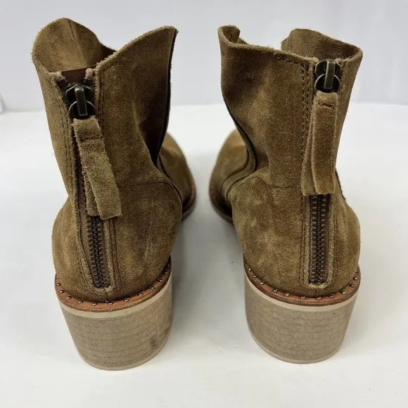 Crevo Tan Brown Clara Ankle Suede Leather Ankle Boots Size 10 Booties