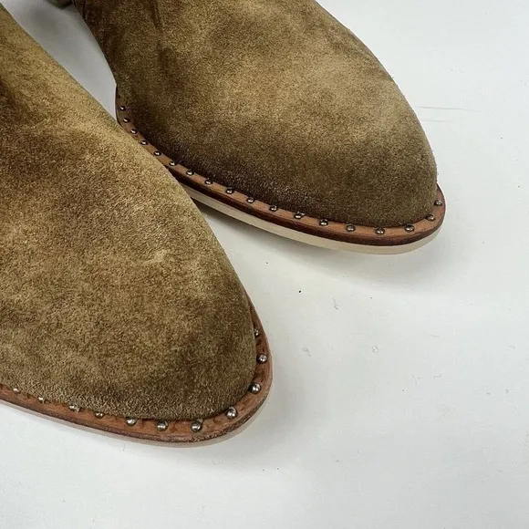 Crevo Tan Brown Clara Ankle Suede Leather Ankle Boots Size 10 Booties