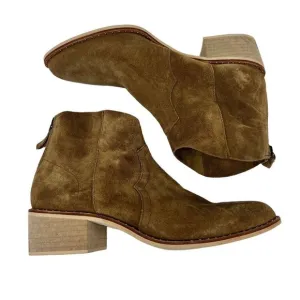 Crevo Tan Brown Clara Ankle Suede Leather Ankle Boots Size 10 Booties