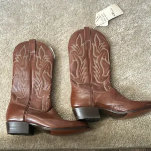 CRISTOBAL ROMERO  vtg Leather Western Cowboy brown handmade boots sz 9 NWT