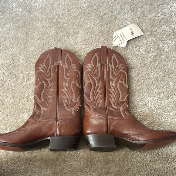 CRISTOBAL ROMERO  vtg Leather Western Cowboy brown handmade boots sz 9 NWT