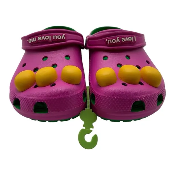 Crocs Barney Classic Clogs KIDS Size C 13 Slip On Shoes I Love You You Love Me