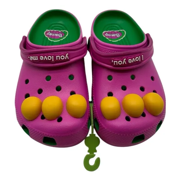 Crocs Barney Classic Clogs KIDS Size C 13 Slip On Shoes I Love You You Love Me