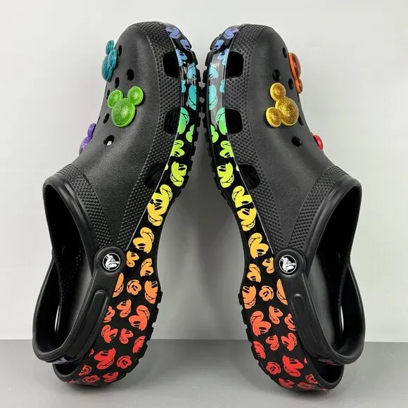 Crocs Classic Disney Rainbow Celebration Clog Shoes Mickey Mouse Jibbitz Mens 11