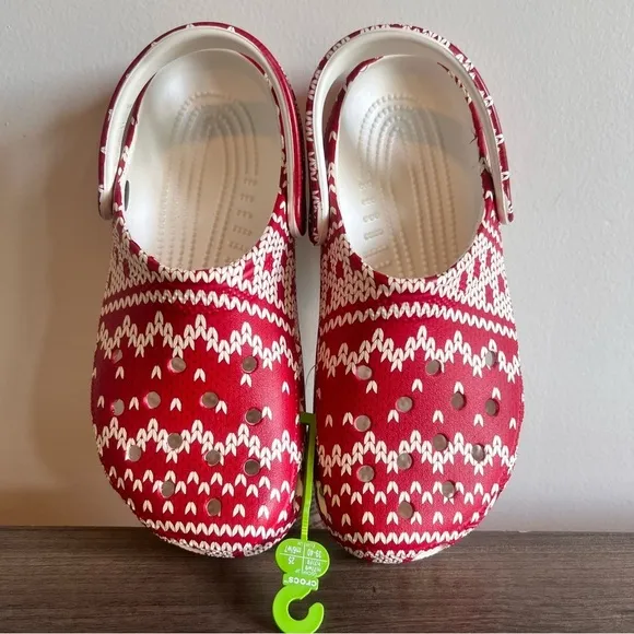 CROCS Classic Holiday Sweater Unisex Clog Size 9 or 7