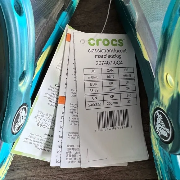 Crocs Classic Iconic Translucent Marbled Unisex Clog Size 6 or 8 #B1871