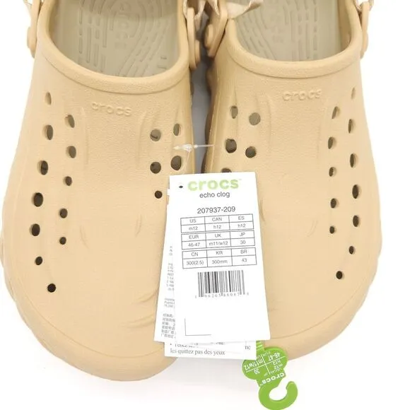 Crocs Echo (Mens 12) Slip On Clogs Shoes Wheat Beige Comfort Slides‎ Breathable