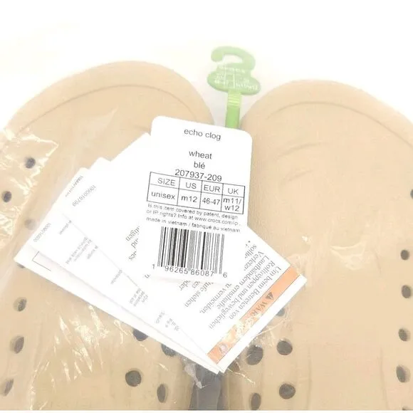 Crocs Echo (Mens 12) Slip On Clogs Shoes Wheat Beige Comfort Slides‎ Breathable