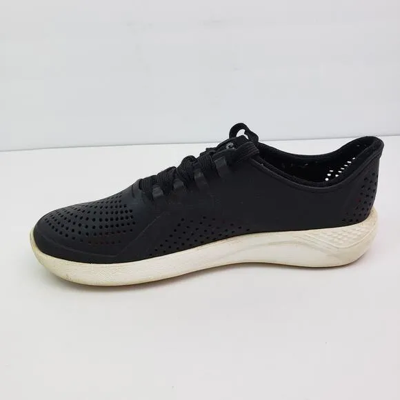 Crocs LiteRide Pacer Womens Size 7 Black White Lace Up Sneaker Shoes 205234