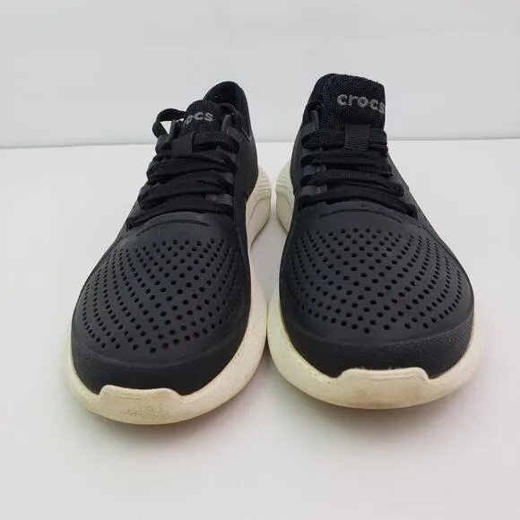 Crocs LiteRide Pacer Womens Size 7 Black White Lace Up Sneaker Shoes 205234