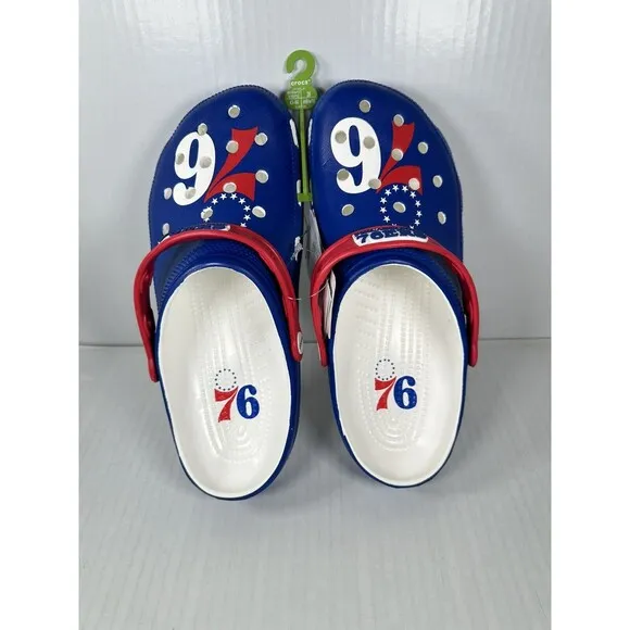 Crocs NBA Philadelphia 76ers Classic Clogs Mens Size 10 208901-100 BRAND NEW