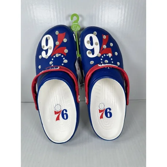 Crocs NBA Philadelphia 76ers Classic Clogs Mens Size 12 208901-100 BRAND NEW