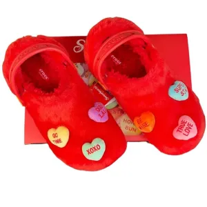 Crocs Sweethearts Fur Sure Clogs Red Fuzzy Hearts Slip On Shoes Mens Size 11 NWT