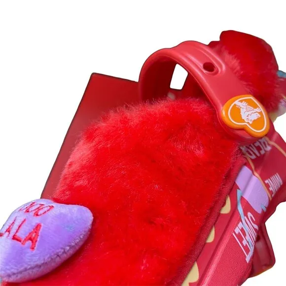 Crocs Sweethearts Fur Sure Clogs Red Fuzzy Hearts Slip On Shoes Mens Size 11 NWT