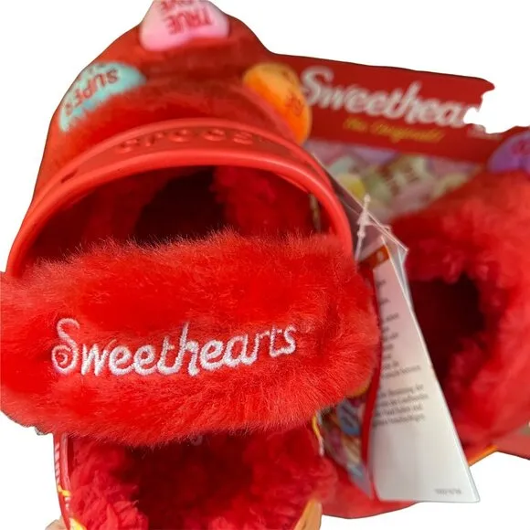 Crocs Sweethearts Fur Sure Clogs Red Fuzzy Hearts Slip On Shoes Mens Size 11 NWT