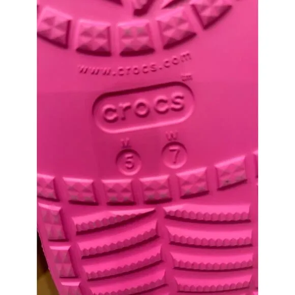 CROCS Womens Classic Crush Rain Boots Pink Platform Comfort Waterproof Size 7