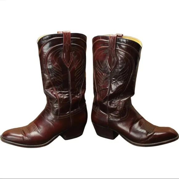 DAN POST 6683 Mens Brown Leather Western Cowboy Boots Size 9D French Tapered Toe