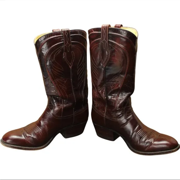 DAN POST 6683 Mens Brown Leather Western Cowboy Boots Size 9D French Tapered Toe