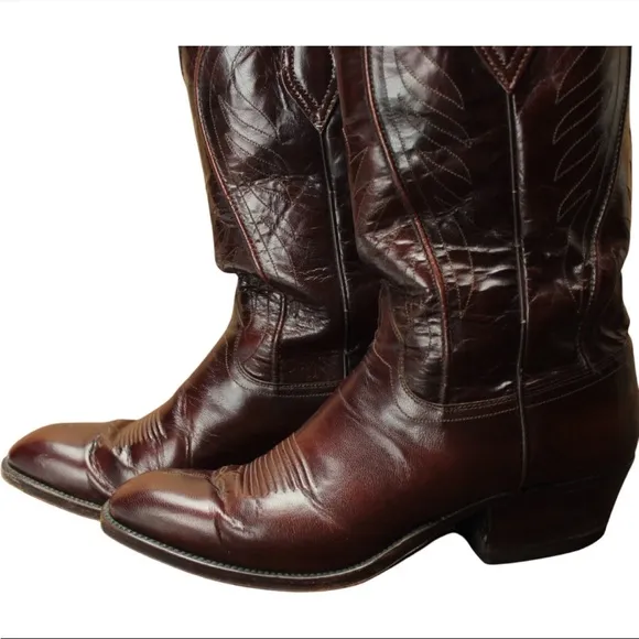 DAN POST 6683 Mens Brown Leather Western Cowboy Boots Size 9D French Tapered Toe