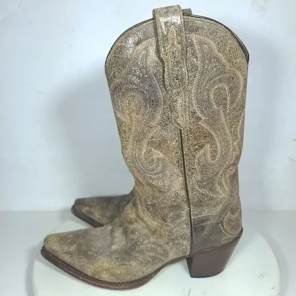 Dan Post El Paso Womens Western Boots Sz 7.5 M Brown Leather Cowgirl DP3247