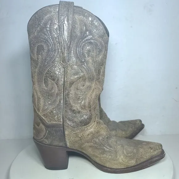 Dan Post El Paso Womens Western Boots Sz 7.5 M Brown Leather Cowgirl DP3247