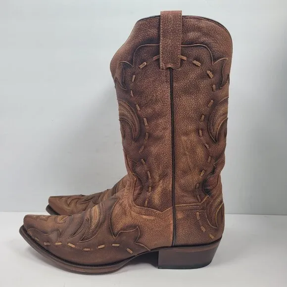 Dan Post Men's Brown Racer Leather Western Boots DP2571 US Size 13D